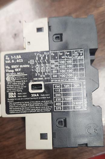 Used Telemecanique GV2-M06 Motor Circuit Breaker Motor Protection Switch 600V 1-1.6A - GHA-99