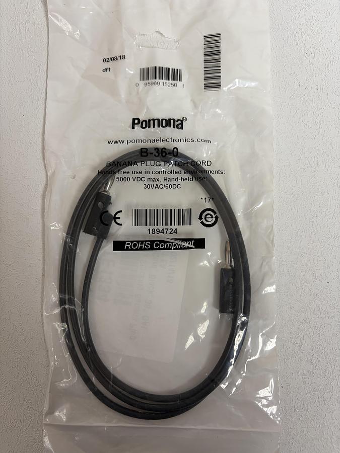 Used  Pomona Electronics B-36-0 Banana Plug Patch Cord (lot of 2)