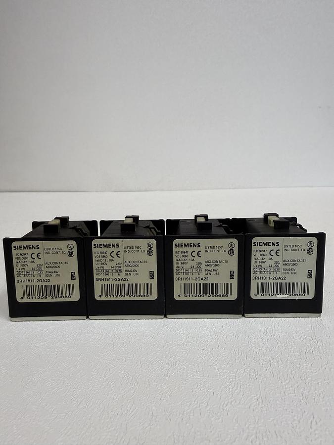 Used (Lot of 4) Siemens 3RH1911-2GA22 Auxiliary Contact Block GHC-39