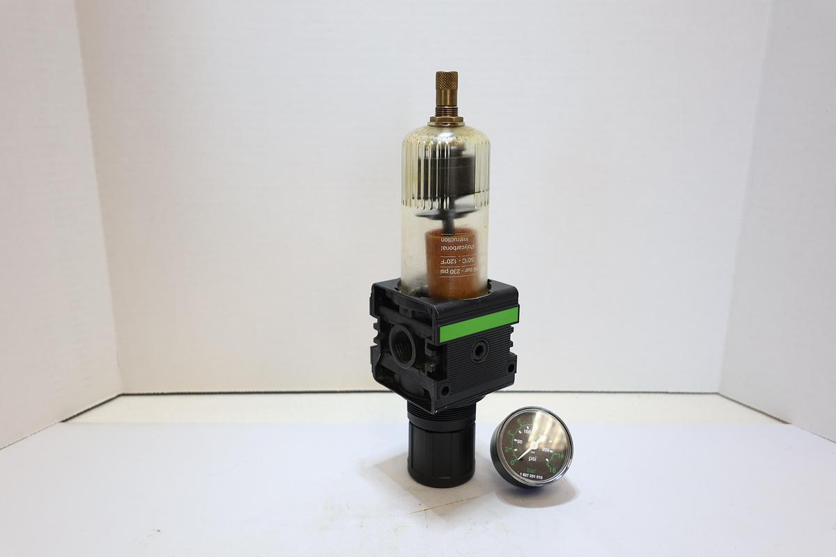 Used Bosch Rexroth 0821300353 Air Filter Regulator w/ Gauge 230 PSI Used