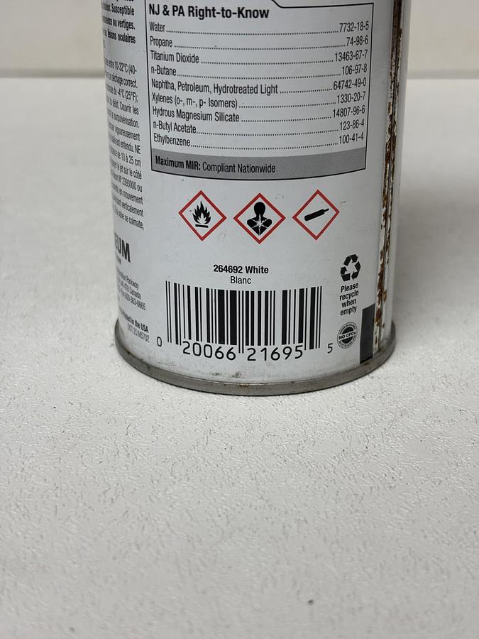 Used (Lot of 3) Rust-Oleum 264692 White Construction Marking Paint GHA-SS3 