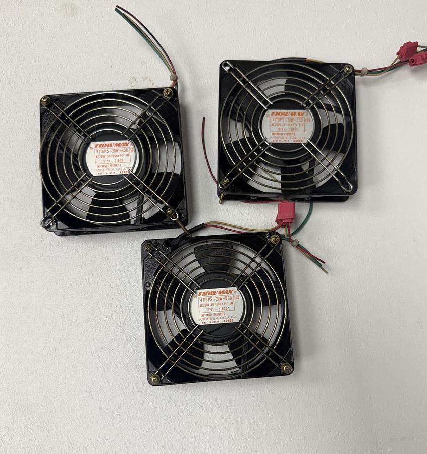 Used (3) Flowmax 4710 PS-20W-B30 Fans AC200V 50/60Hz 14/11W GHC-26
