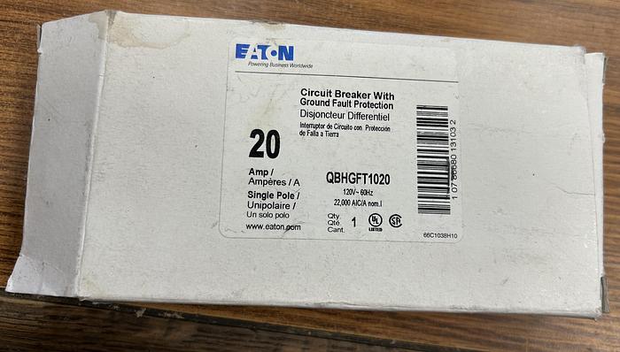 Eaton QBHGFT1020,GFCI Circuit Breaker 20A,Single Pole, 120/240V BOLT ON - GHGC-D4