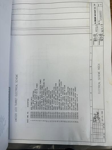 Used Lico Cnc Automatic Lathe Model LCN42-M520AL Electrical Scheme GHGC-D21