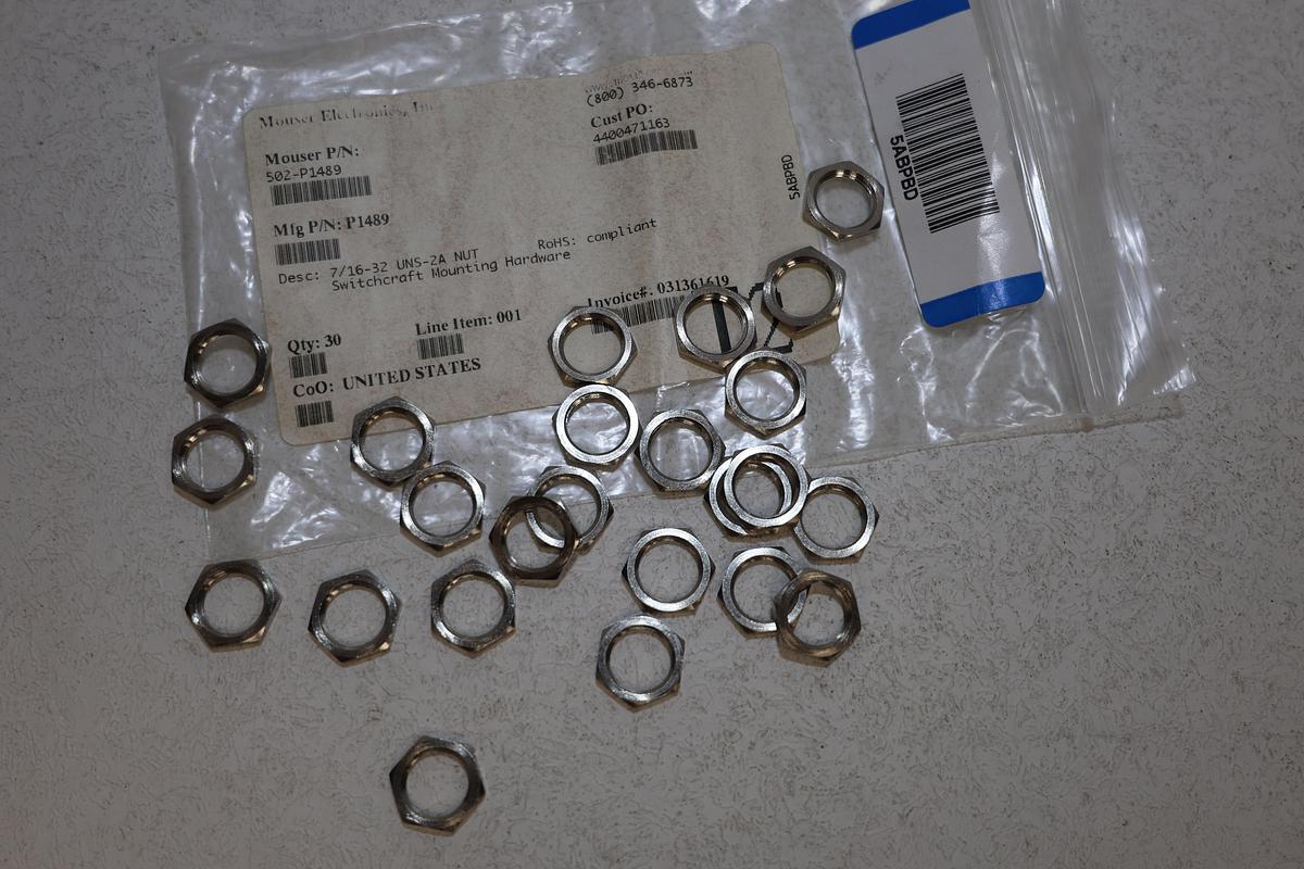 Lot of 24 NEW Switchcraft P1489 Mounting Nuts – 7/16-32 UNS-2A Thread