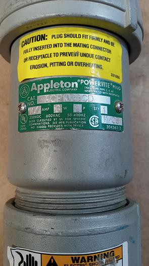 Used Appleton ACP1033CD 100A 3W 3P Powerite Plug GH503