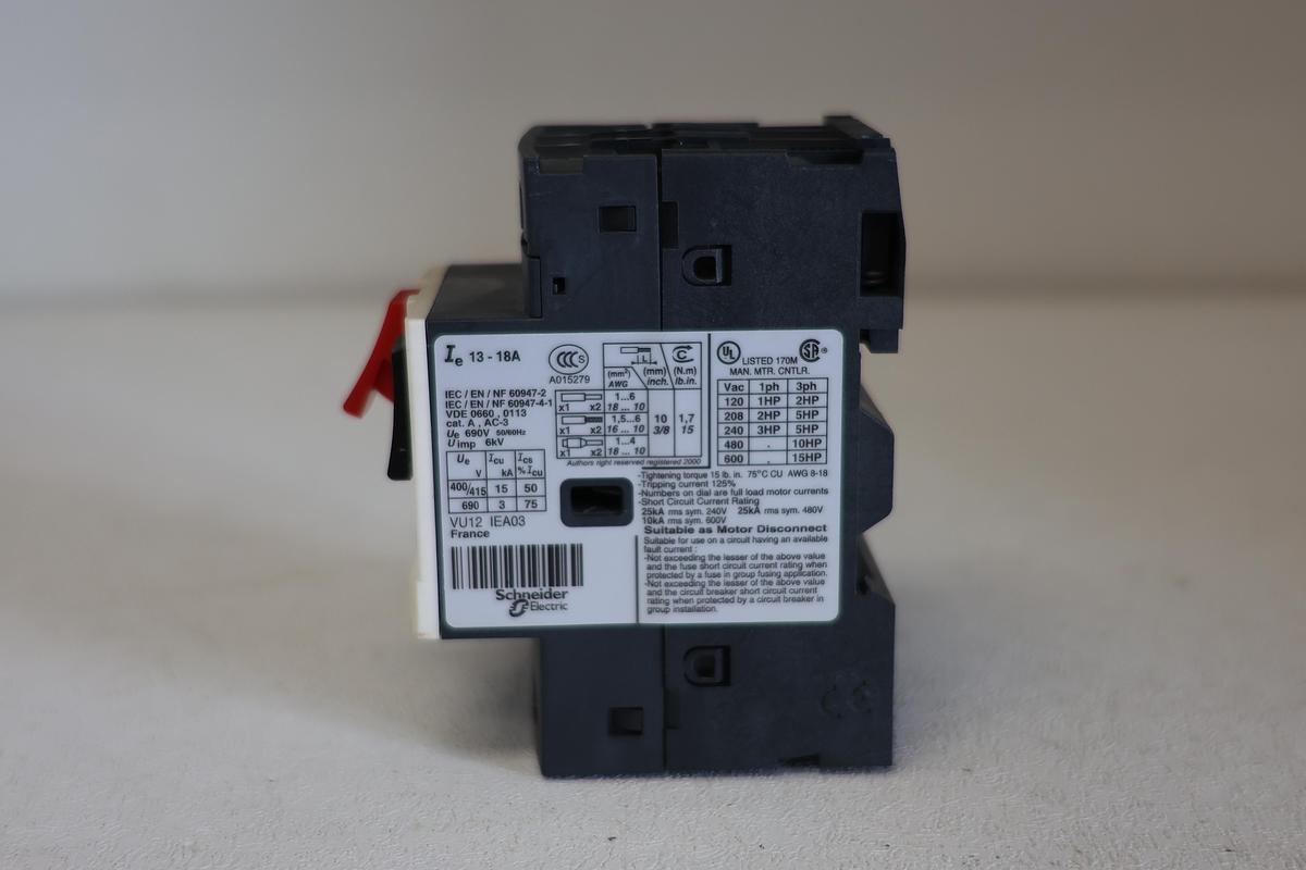 Used Telemecanique GV2ME20 manual motor starter / protection circuit breaker GHC-16
