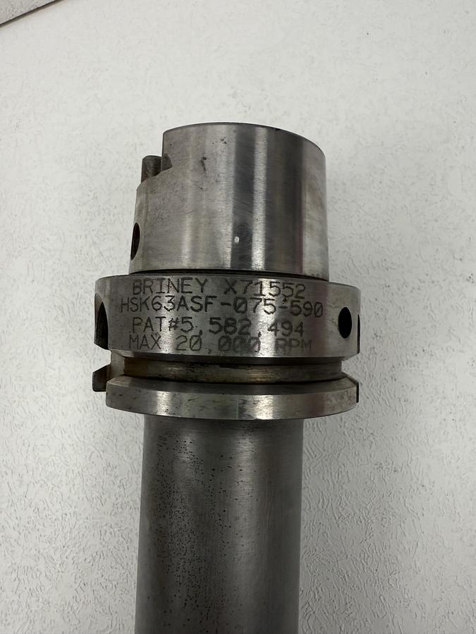 Used Briney HSK63ASF Shrink Fit Tool Holder HSK62ASF-075-590 GHA-109