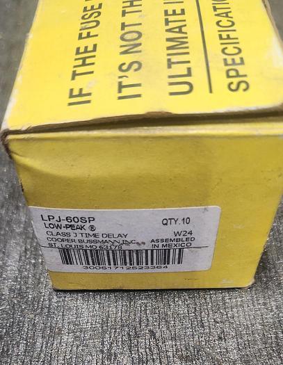Used Box of 10 Bussman LPJ-60SP Low Peak Class J Fuse - GHB-70