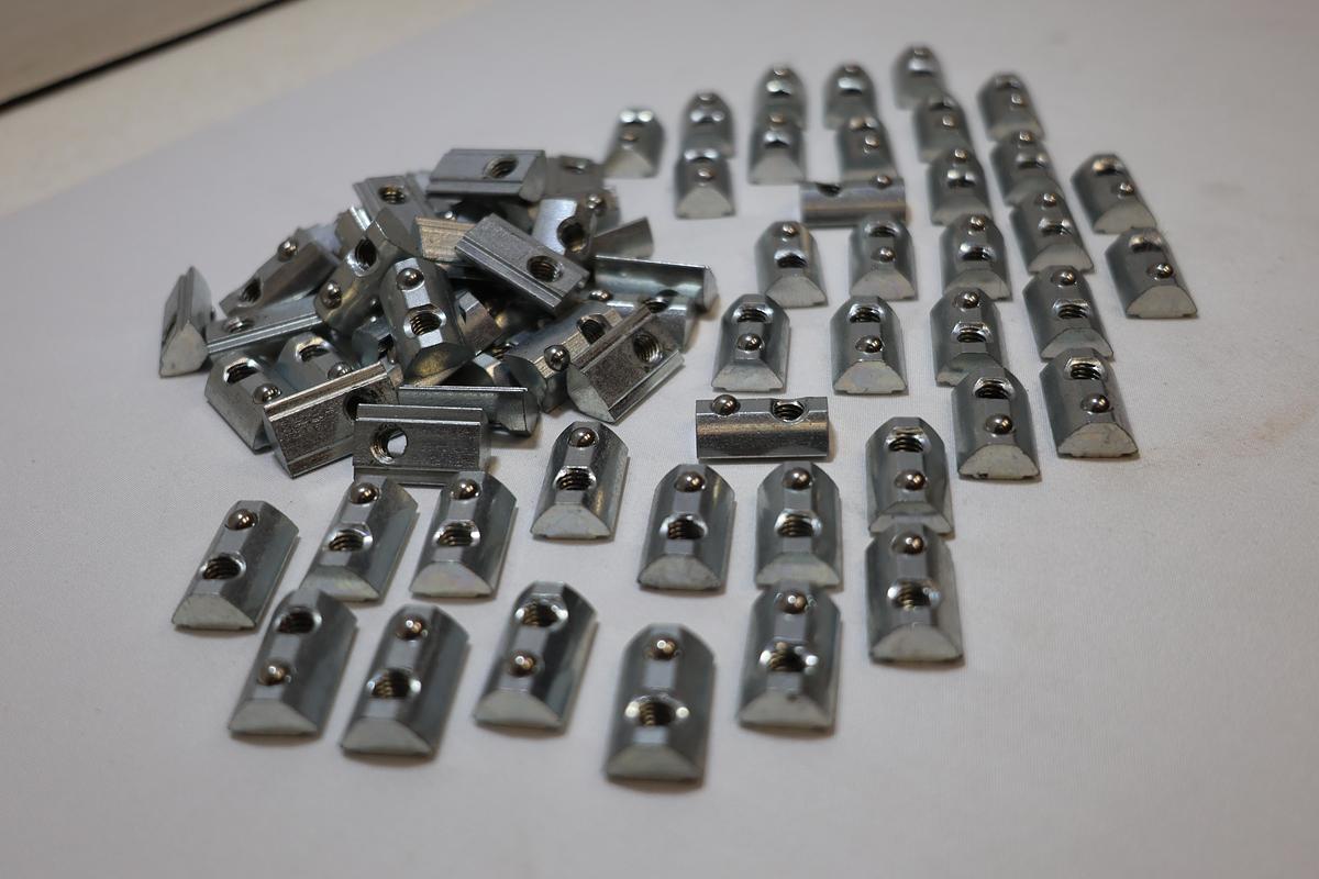 Lot of 78 Spring Loaded T-Slot Nuts 7/8" x 1/2" Aluminum Extrusion Hardware