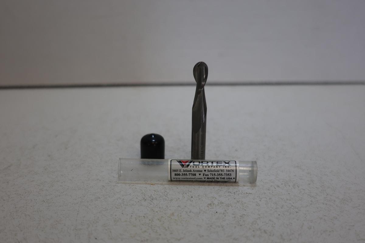 Vortex Tool Company Inc. P/N 2222 Solid Carbide Ball Nose Spiral Router Bit – NEW