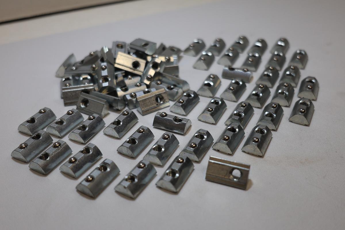Lot of 78 Spring Loaded T-Slot Nuts 7/8" x 1/2" Aluminum Extrusion Hardware