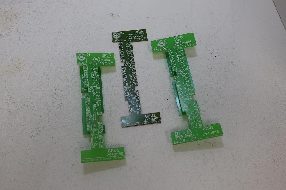 Used Dina Elektronik OEM Industrial Safety Label / Front Panel Decal P/N 2443855 Machine Sticker Lot of 3