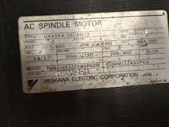 Used Yaskawa AC Spindle Motor UAASKA-06DBM13 3 Phase 4 Pole 200V 1500/8000