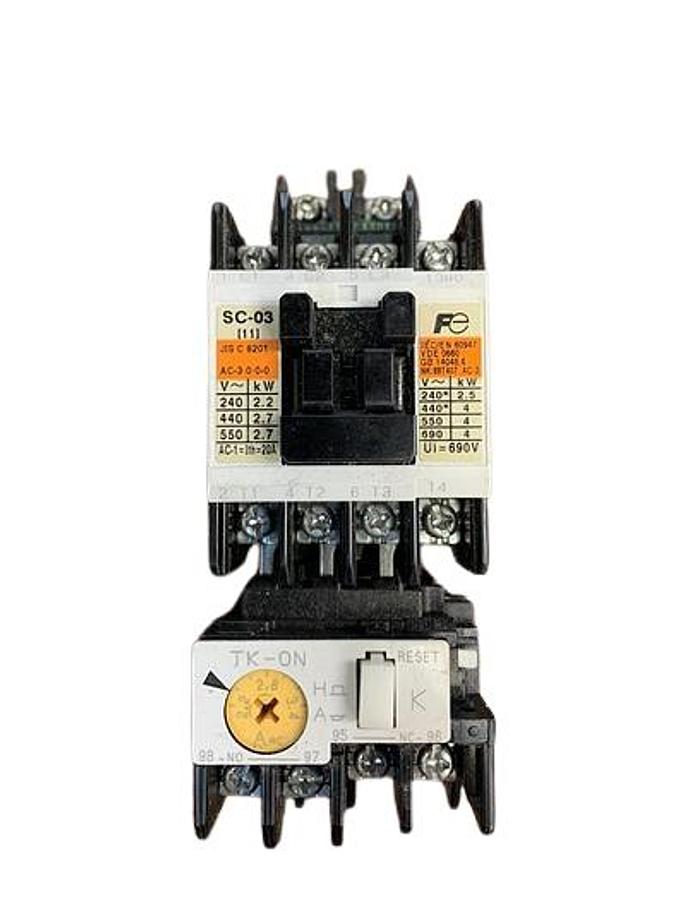 Used Fuji Electric Co. SC-03 SC11AA Contactor With TK-ON TR13E Overload Relay 