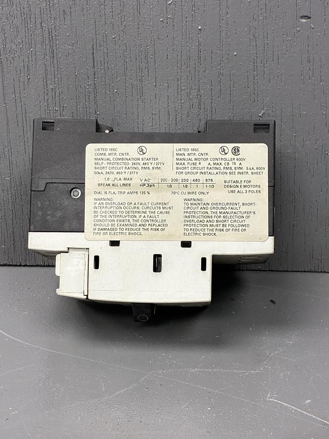 Used Siemens 3RV1011-1AA10 Motor Protection Circuit Breaker GHA-160