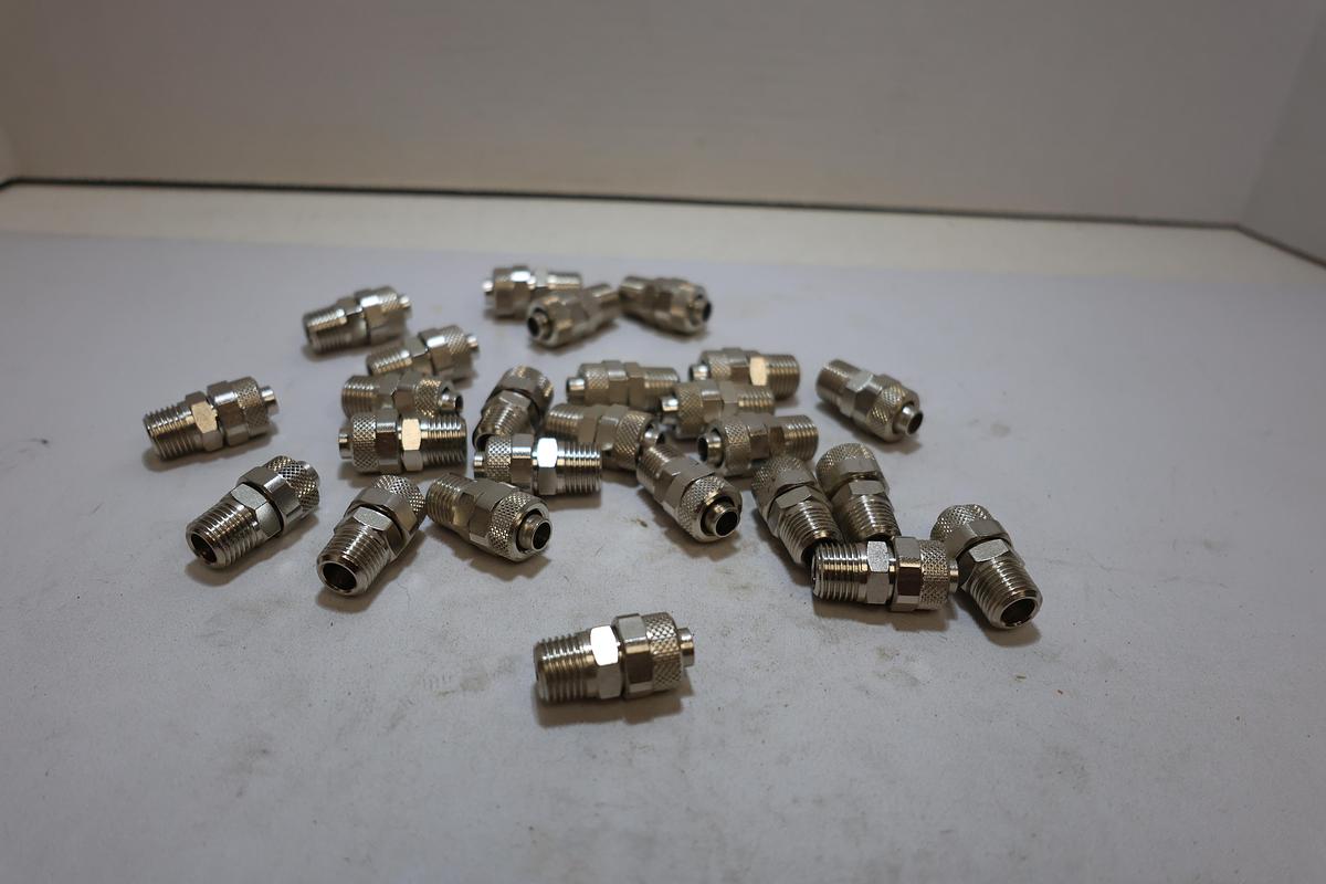 Used Lot of 25 M14 x 9/32" OD Push-to-Connect Pneumatic Fittings 55123256