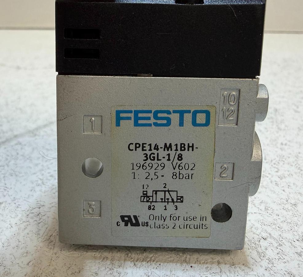 Used Festo CPE14-M1BH-3GL-1/8 Pneumatic Solenoid Valve 24VDC G1/8 P/N 196929