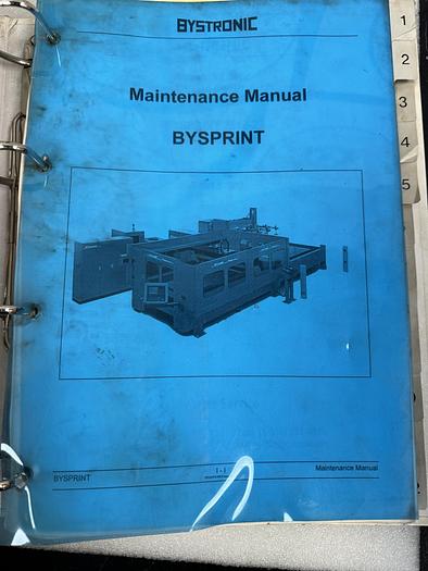 Used ByStronic BySprint 2512 Maintenance Manual Wasatch Laser GHA-137