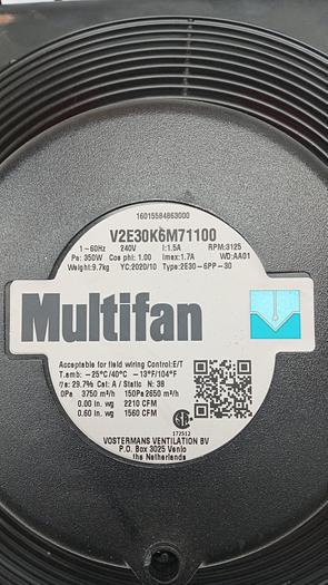Used MULTIFAN V2E30K6M71100 Exhaust Fan, 12 In, 240V W/ Mount & Selective Speed Dial GH89