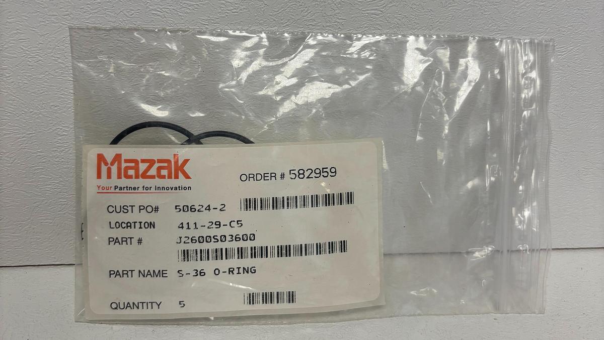Used Mazak J260S03600 S-36 O-Ring (Pack of Five) GHC-29