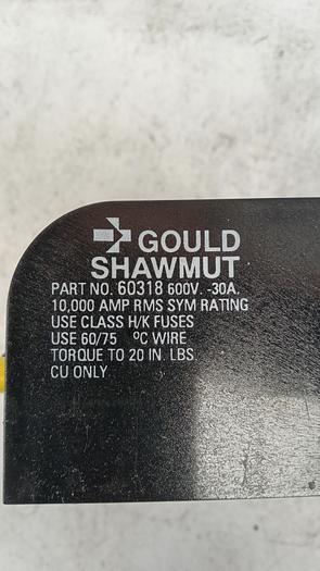 Used Gould Shawmut 60318 3 Pole 600V 30A Fuse Holder GH505
