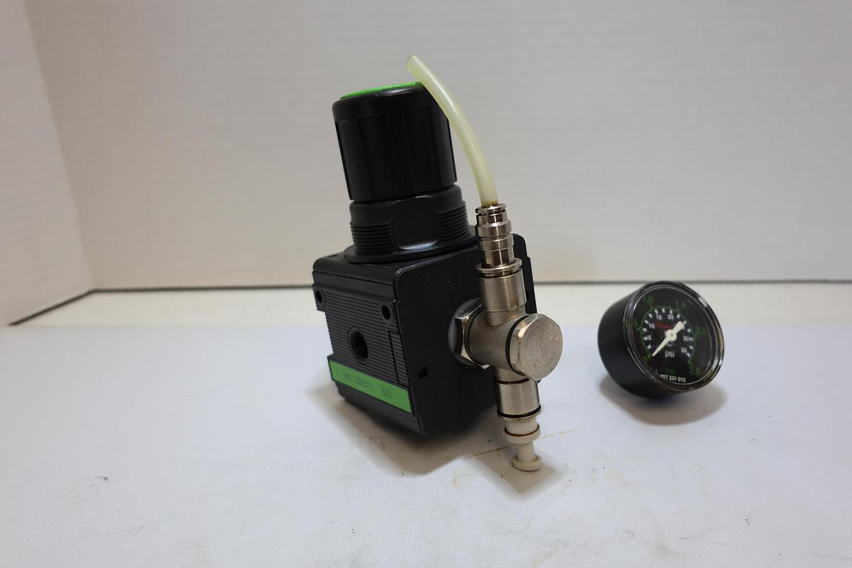 Used Bosch Rexroth 0821302511 Pneumatic Pressure Regulator w/ Gauge Used