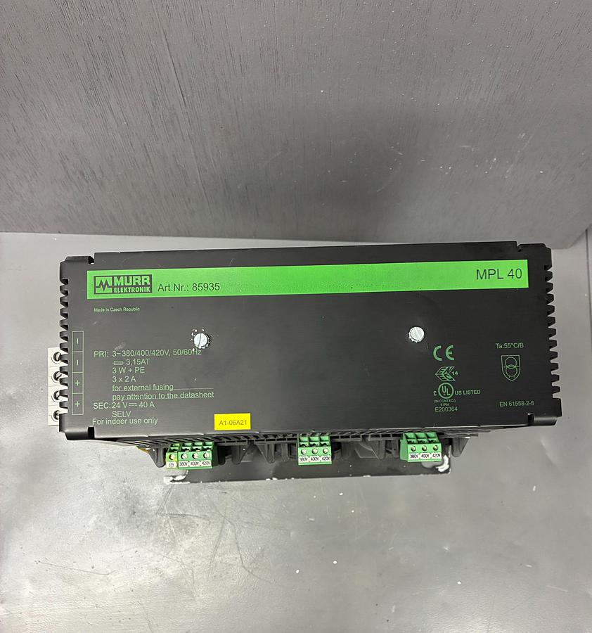 Used  Murr Elektronik 85935 MPL 40 Power Supply – 380/400/420V GHC-33