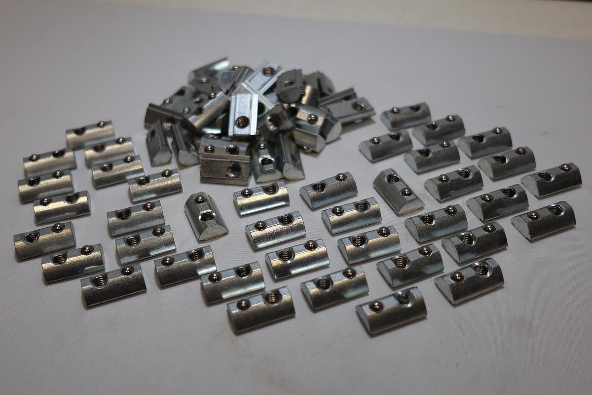 Lot of 78 Spring Loaded T-Slot Nuts 7/8" x 1/2" Aluminum Extrusion Hardware