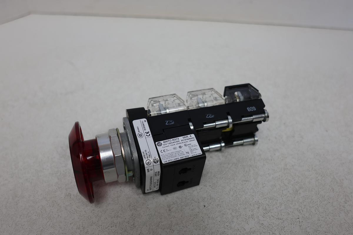 Used Allen Bradley 800TC-FXJQH2RA5 Red E-Stop Emergency Stop Pushbutton