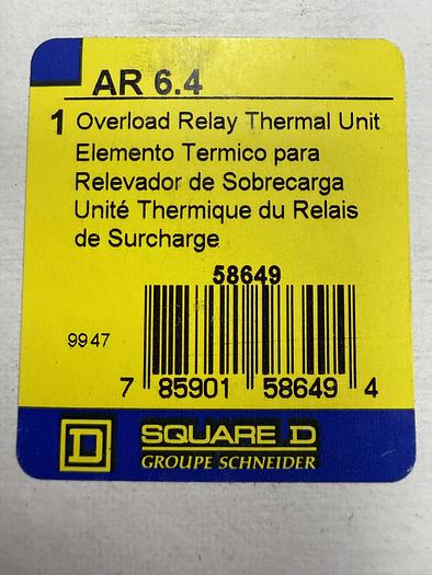 SQUARE D AR 6.4 OVERLOAD RELAY THERMAL UNIT GHA-153