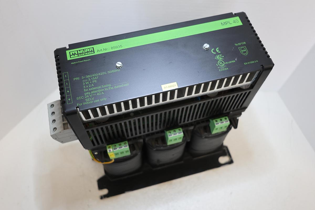 Used Murr Elektronik MPL 40 Art. 85935 24V 40A 3-Phase Power Supply Transformer
