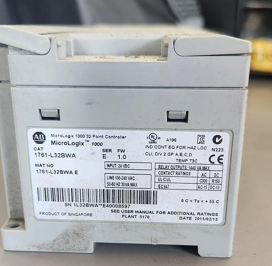 Used Allen-Bradley 1761-L32BWA Micrologix 1000 PLC Controller - GHA-97