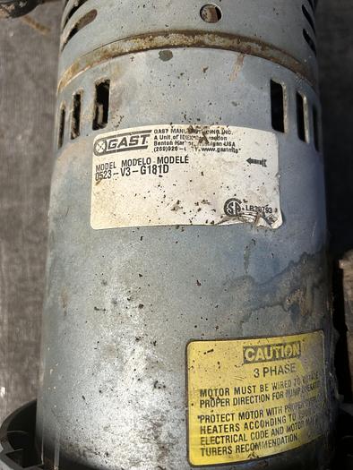 Parts Only *UNTESTED* Gast 0523-V3-G181D Vacuum Pump Marathon 1/4hp motor - GHB-83