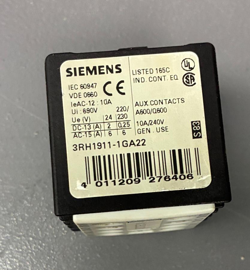Used Siemens 3RH1911‑1GA22 Auxiliary Contact Block GHC-35