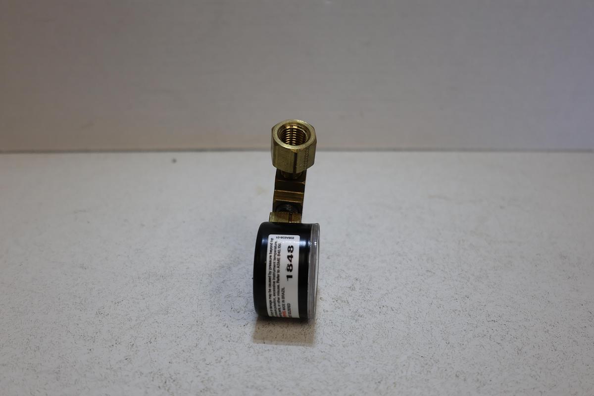 Used Ashcroft 0-30 inHg Vacuum Gauge Brass Manifold Hose Barb Assembly Used