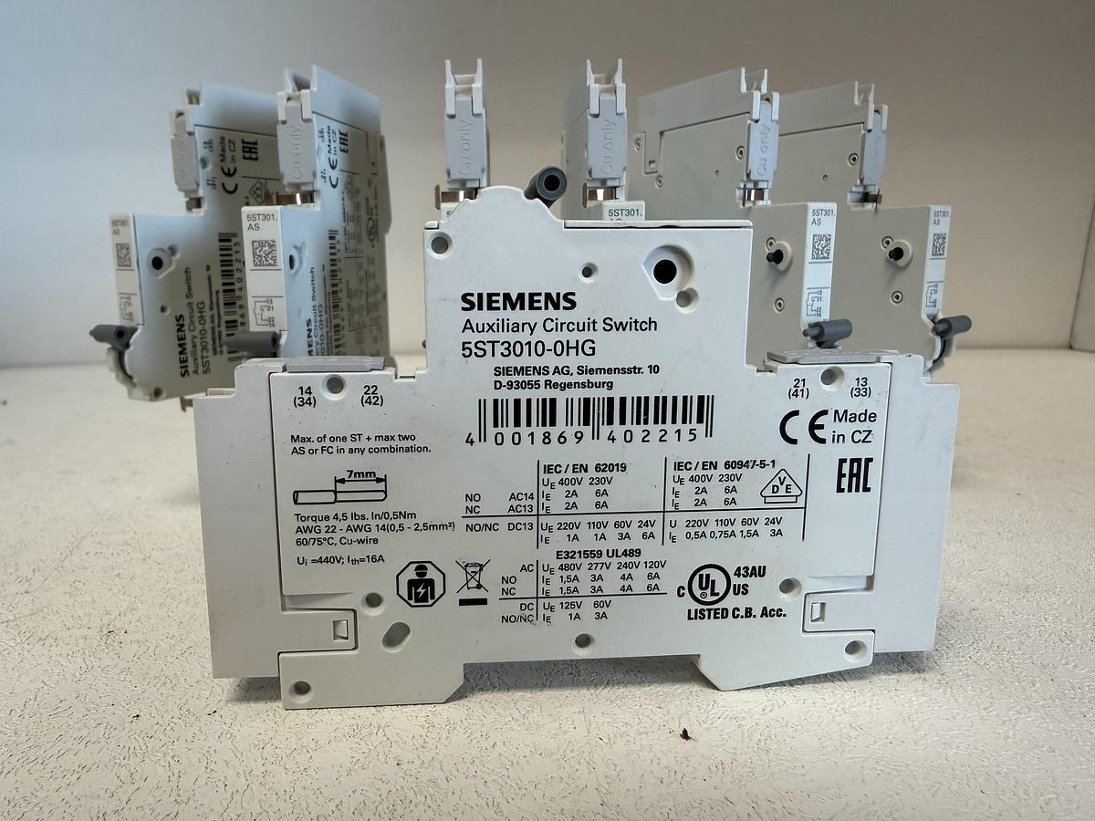 Used (Lot of 7) Siemens 5ST3010-0HG Auxiliary Circuit Switches GHA-181