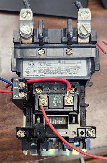 Used Allen-Bradley 500-CA920 AC Contactor, 2-Pole, 240V60Hz Coil GHB-51