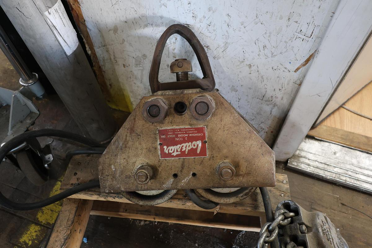 Used CM Lodestar Model R 2 Ton Electric Chain Hoist w/Trolley 115V 15' Lift