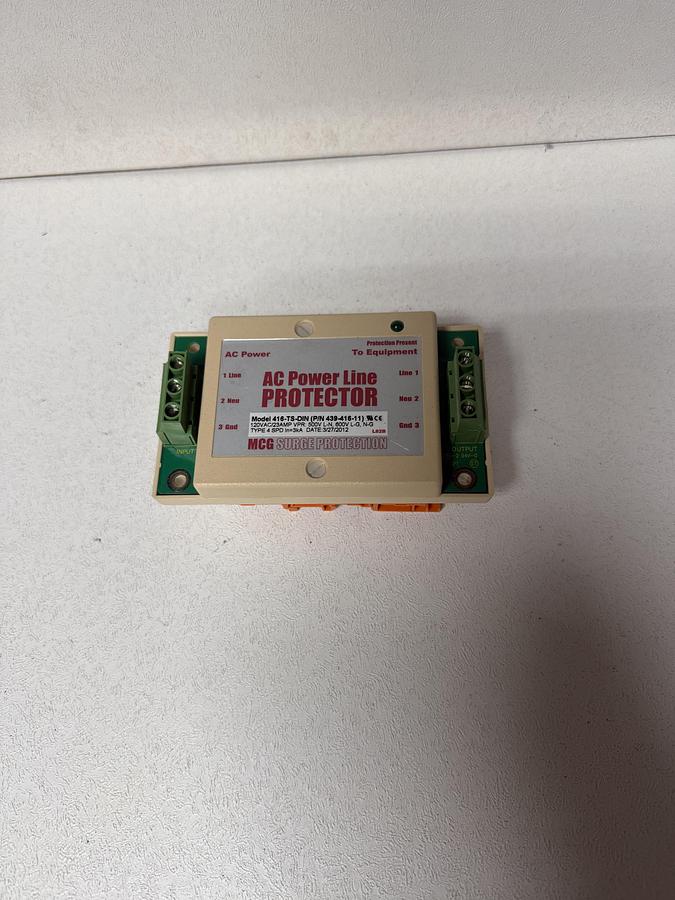 Used MCG Surge Protection AC Power Line Protector 415-TS-DIN 120VAC/23AMP GHC-32