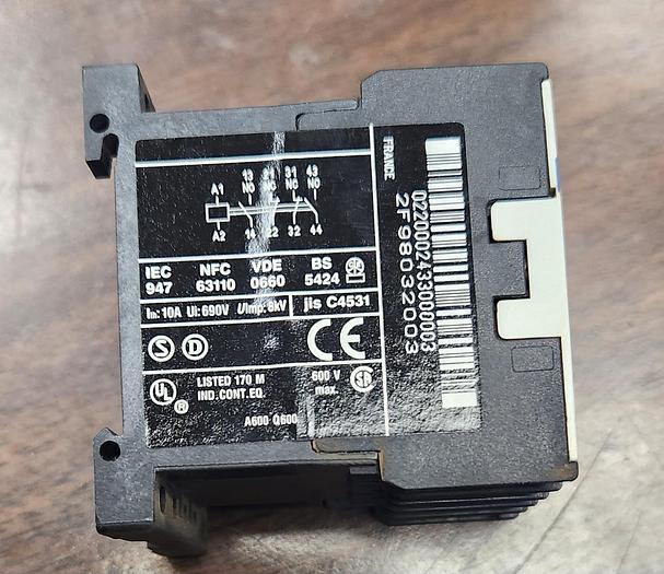Used Telemecanique Contactor CA4KN22 BW3 Coil: 24V DC 4 Pole 10A- GHA-
