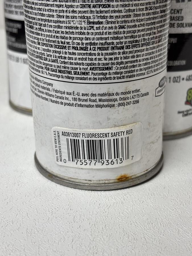 Used (Lot of 3) Krylon Quik Mark A03613007 Fluorescent Safety Red 17oz GHA-SS4