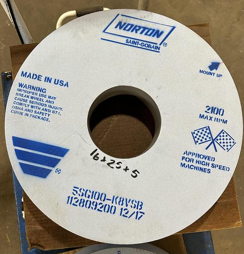 Used Norton 16"X2.5"X5" Grinding Wheel -