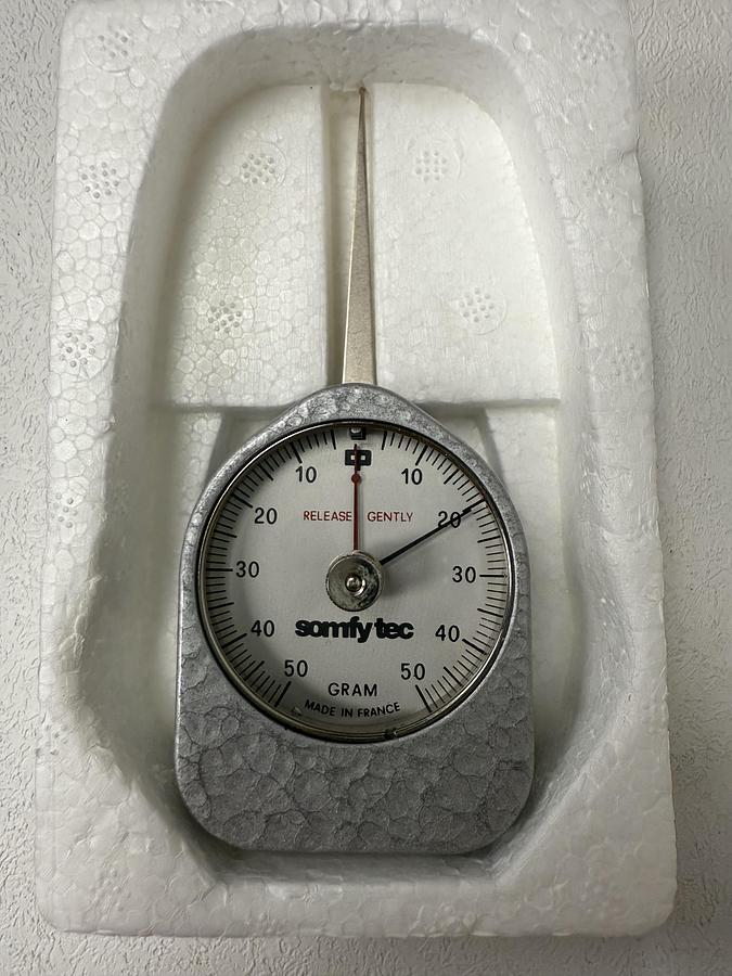 Used Somfy Tec Force Gauge Dial Indicator 10–50 Grams – Made in France GHC-28