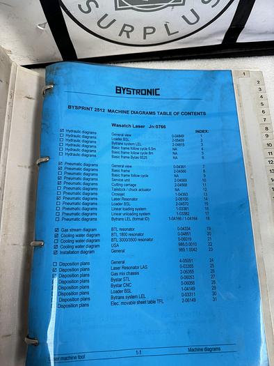 Used ByStronic BySprint 2512 Machine Diagrams Wasatch Laser GHA-137