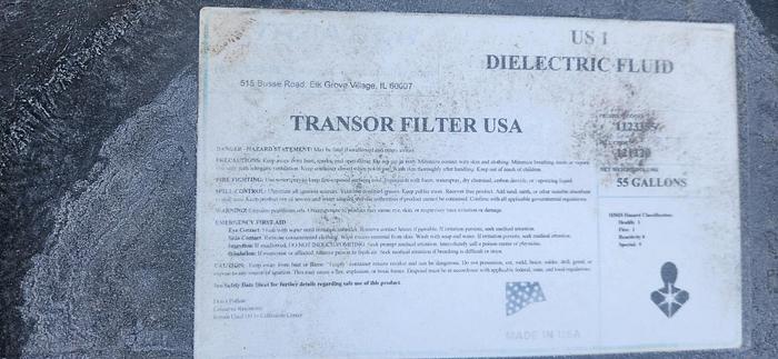 Used Transor US-1 EDM Dielectric Fluid 55 Gallon Drums (lots of 4)