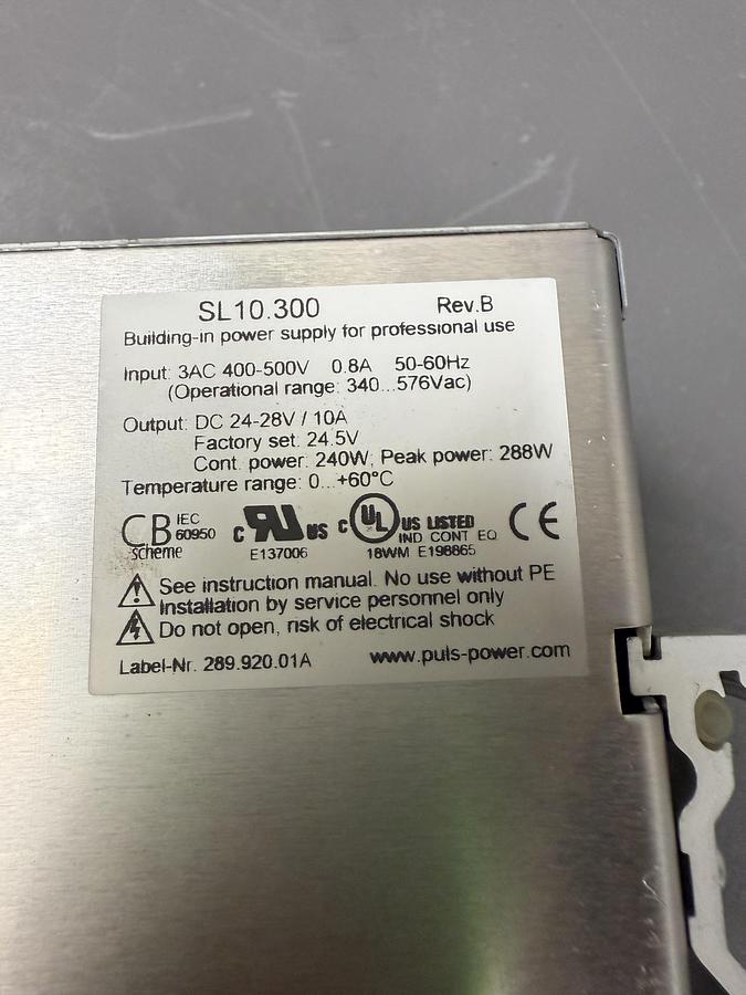 Used PULS SL10 Power Supply | 24V DC, 10A, Single Phase | DIN Rail Mount GHC-34