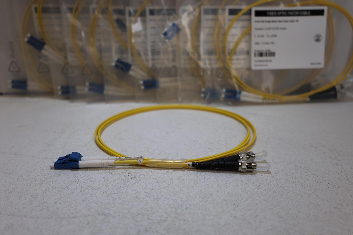 Lot of 2 FS.com LC/ST Duplex OS2 Single Mode Fiber Patch Cables 1M New