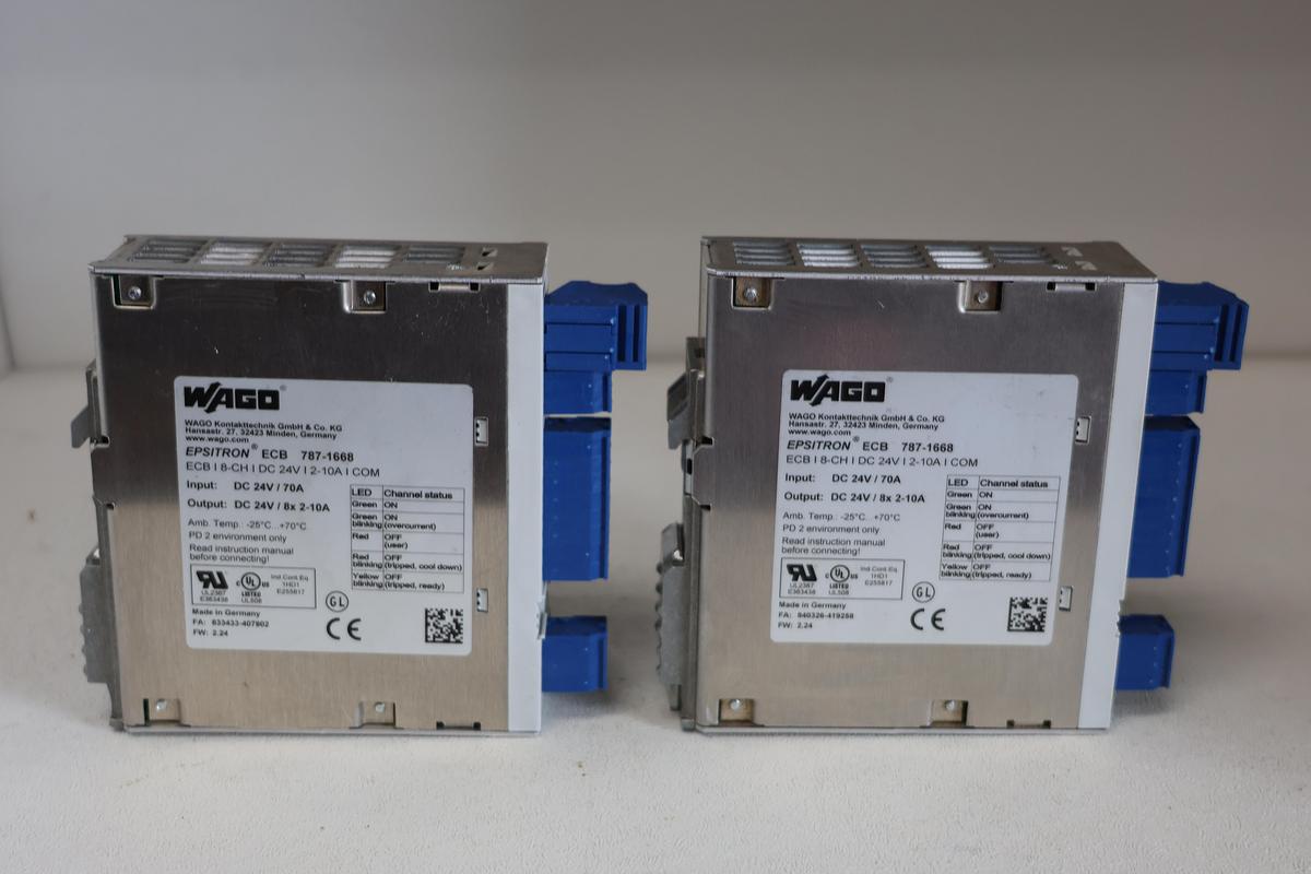 Used (Lot of 2) WAGO Epsitron Electronic Circuit breaker 787-1668 8 Channel GHA-54