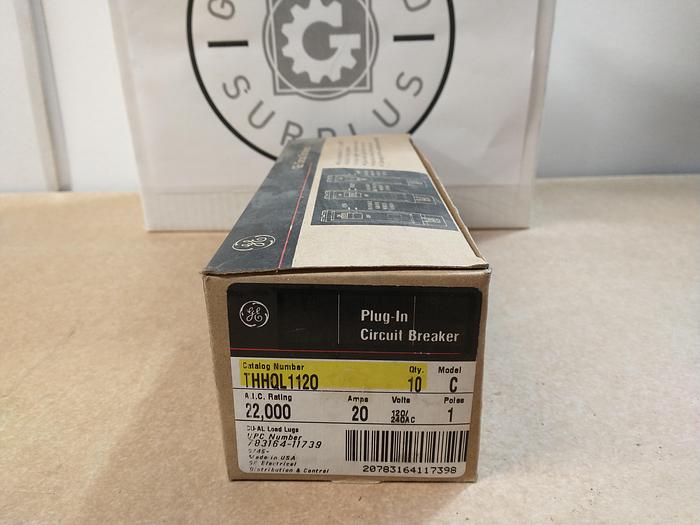 Used GE General Electric THHQL1120 1 POLE, QTY 10, 20A Plug-In Circuit Breakers (GH101)